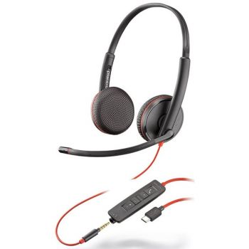 Слушалки HP Poly Blackwire 3225 Stereo USB-C Headset +3.5mm Plug +USB-C/A Adapter Bulk 8X229A6
