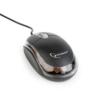 Мишка GEMBIRD MUS-U-01-BKT Optical mouse, USB, черно/прозрачно