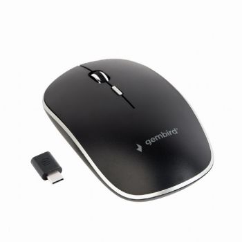 Мишка GEMBIRD MUSW-4BSC-01 Silent wireless optical mouse, черна, Type-C receiver