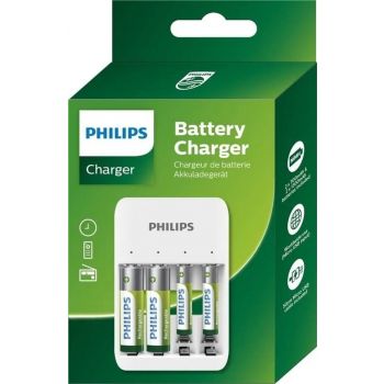 Батерия PHILIPS 4-slots basic charger with 2x 700mAh AAA and 1300mAh RTU batteries SCB4013NB/00