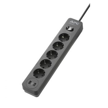 Токова защита APC Essential SurgeArrest 5 Outlet 2 USB Ports Black 230V Germany
