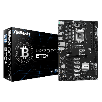 Дънна платка Asrock LGA1151 Q270 PRO BTC+, Intel Q270, 2xDDR4, 1xHDMI (90-MXBHM0-A0UAYZ)