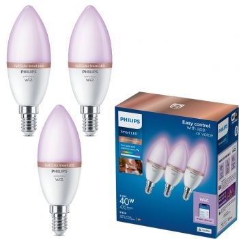 Артикул PHILIPS Smart bulbs set 3pcs 40 W C37 E14 Wiz app 8720169210318