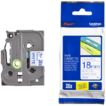 Консуматив за принтер BROTHER TZe-243 Tape Blue on White Laminated