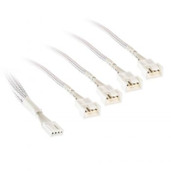 Кабел Kolink PWM 1-4 Сплитер - 35 cm, оплетен, Бял