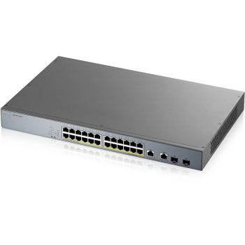 Мрежов суич ZyXEL GS1350-26HP, 26 Port managed CCTV PoE switch, long range, 375W
